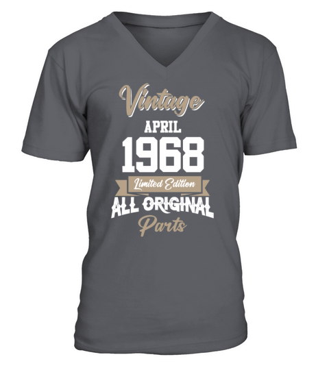 April 1968 Vintage Birthday Present V-Neck T-shirt