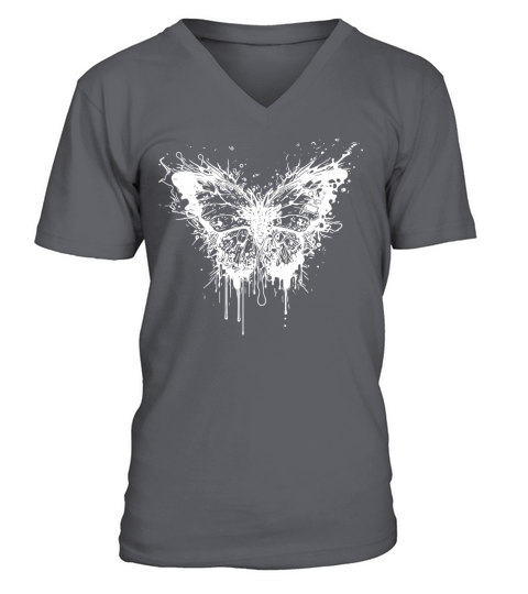 Elegant Vintage Tattoo Style Butterfly V-Neck T-shirt