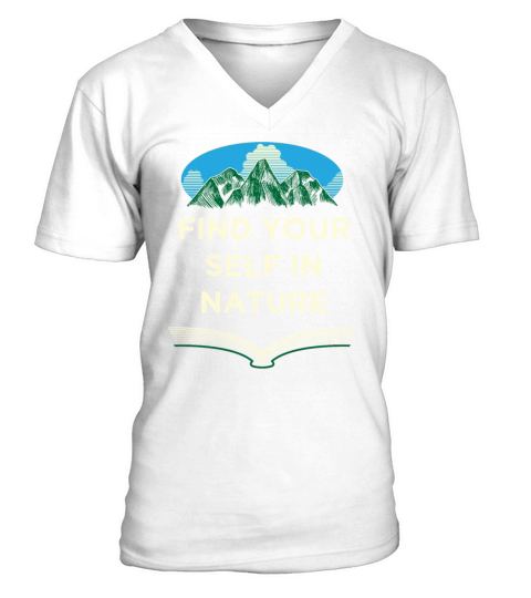 Find Your Self in Nature Camping Positivity Camper V-Neck T-shirt