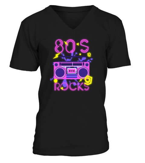 Fluorescent Colors Vintage Eighties V-Neck T-shirt
