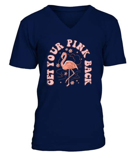 Get your Pink Back Vintage Flamingo V-Neck T-shirt