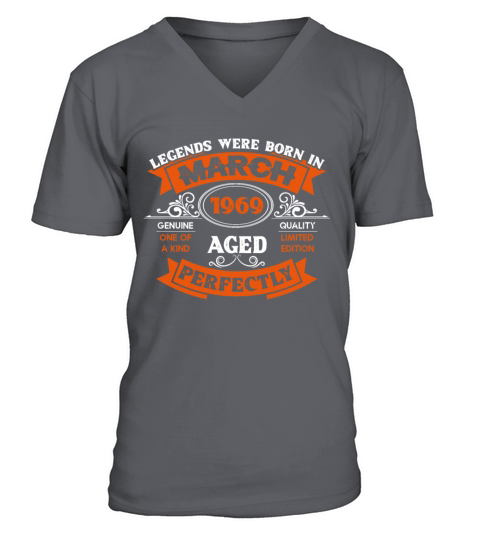 Legends Were Born In March 1969 Birthday V-Neck T-shirt