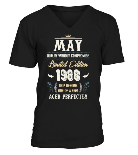 May 1988 Vintage Birthday Present V-Neck T-shirt