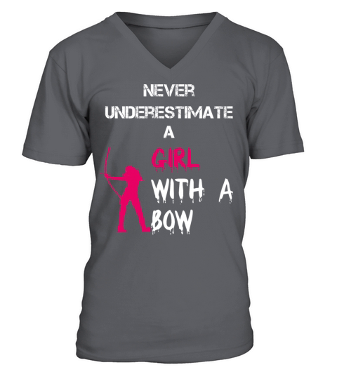 never underestimate a girl with a bow V-Neck T-shirt