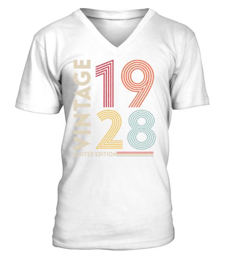 retro vintage birthday 1928 V-Neck T-shirt