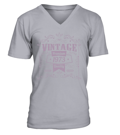 Vintage 1973 birthday ornaments old school V-Neck T-shirt