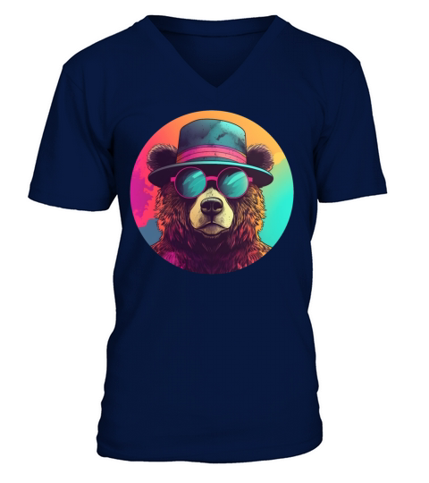 Vintage 80s 90s Nostalgic Bear Lovers V-Neck T-shirt