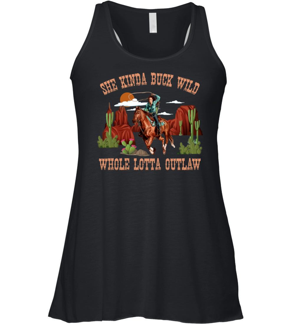 She Kinda Buck Wild Little Bit Angel Outlaw Women's Flowy Tank Top