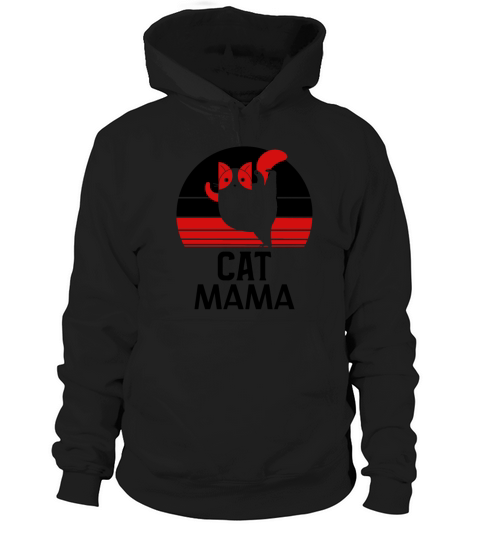 Retro Distressed Vintage 80s Style Funny Cat Mom Hoodie Unisex