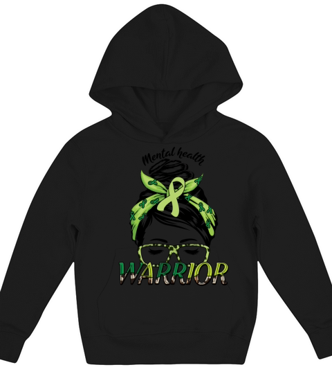 Green Mental Health Warrior Awareness Month Kids Hoodie