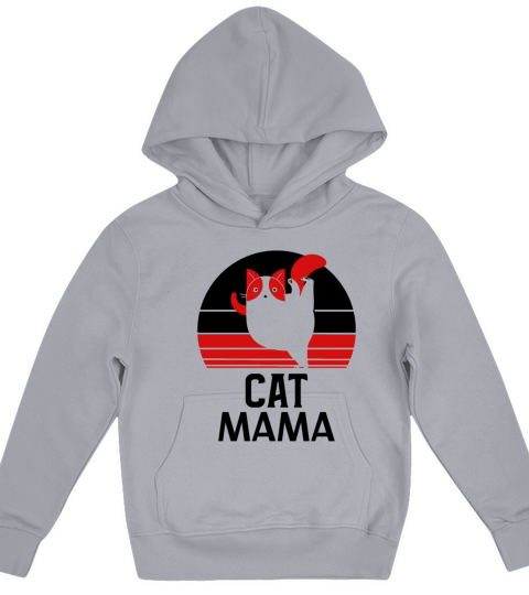 Retro Distressed Vintage 80s Style Funny Cat Mom Kids Hoodie