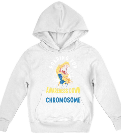 World Down Syndrome Day Dinosaur Awareness Ribbon Kids Hoodie