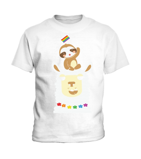LGBT Sloth Riding A Llama Kids T-Shirt
