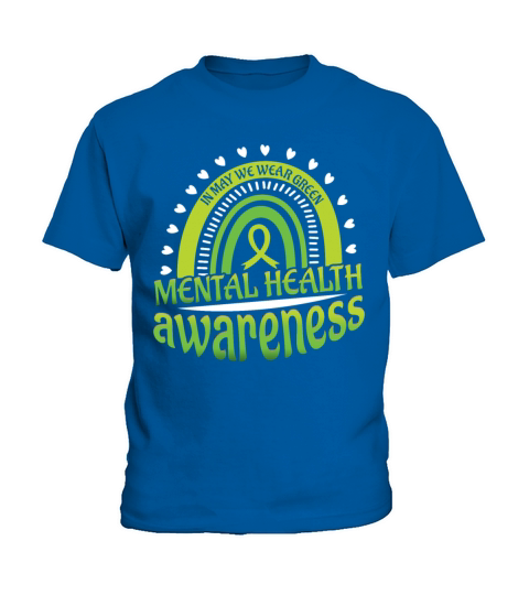 Mental Health Ribbon Awareness Month Green Kids T-Shirt