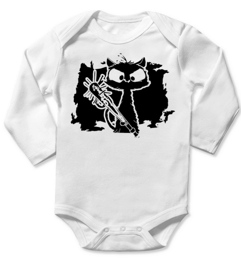 Halloween Retro Cat Vintage Cat Long Sleeve Baby One-Piece