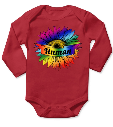 Human Pride Sunflower Sublimation Long Sleeve Baby One-Piece