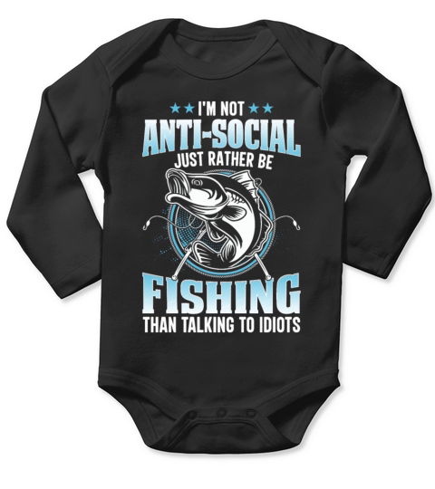im not antisocial just rather be fishing Long Sleeve Baby One-Piece
