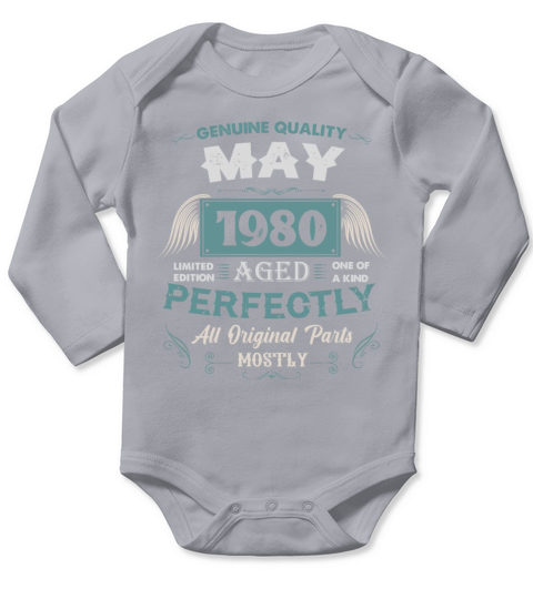 May 1980 Vintage Birthday Present Long Sleeve Baby One-Piece