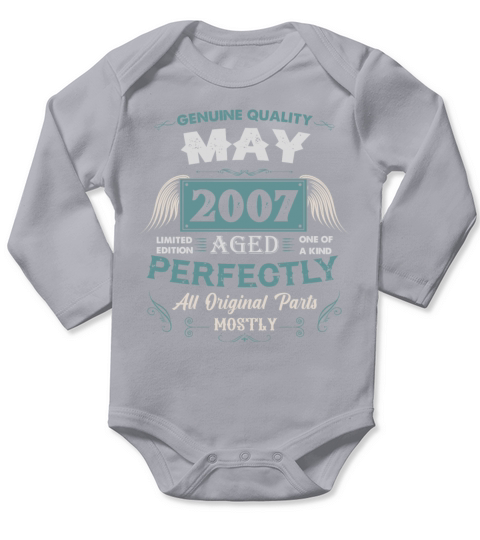 May 2007 Vintage Birthday Present Long Sleeve Baby One-Piece