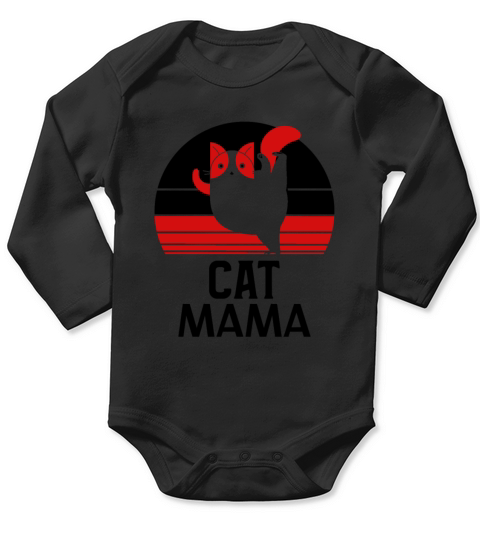 Retro Distressed Vintage 80s Style Funny Cat Mom Long Sleeve Baby One-Piece