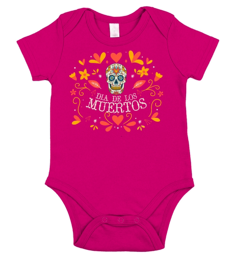 Dia De Los Muertos Day Of Dead Mexican Short Sleeve Baby One-Piece