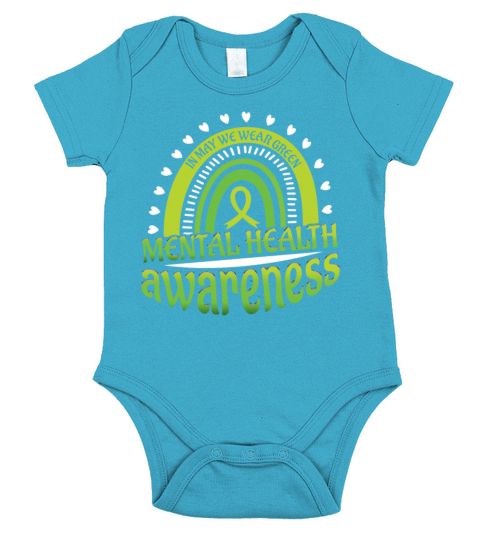 Mental Health Ribbon Awareness Month Green Short Sleeve Baby One-Piece