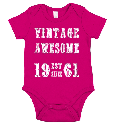 Vintage Awesome Est Since 1961 Birthday Short Sleeve Baby One-Piece