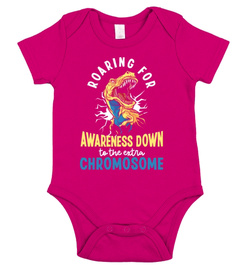 World Down Syndrome Day Dinosaur Awareness Ribbon Short Sleeve Baby One-Piece
