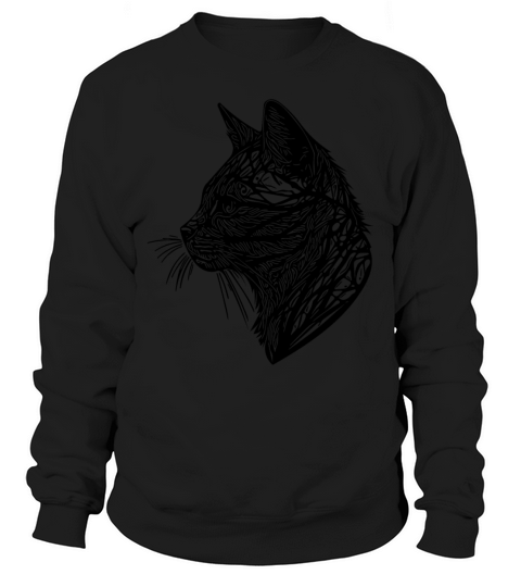 Small Cat In Nature Net Lines Tattoo Style Sweatshirt Unisex
