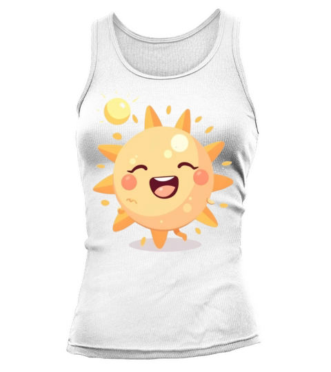 Cute sun cartoon style anime kids and adults sunny Tank top Woman