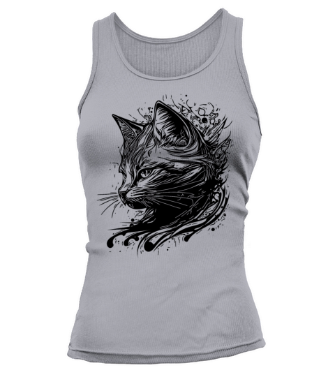 Little Cute Cat In Nature Splash Tattoo Style Tank top Woman