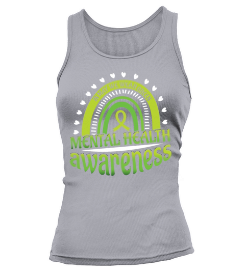 Mental Health Ribbon Awareness Month Green Tank top Woman