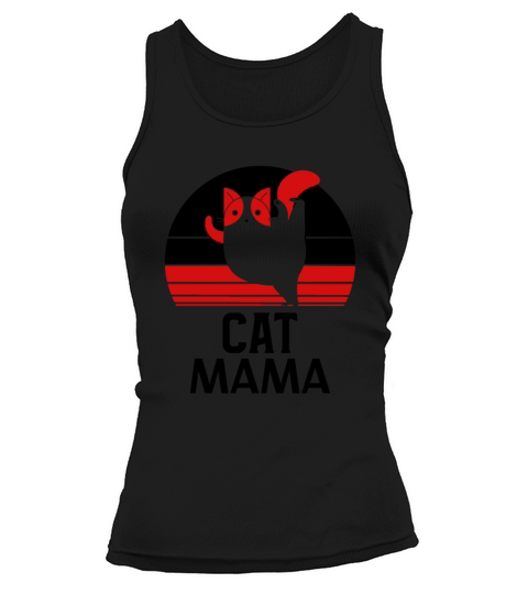 Retro Distressed Vintage 80s Style Funny Cat Mom Tank top Woman