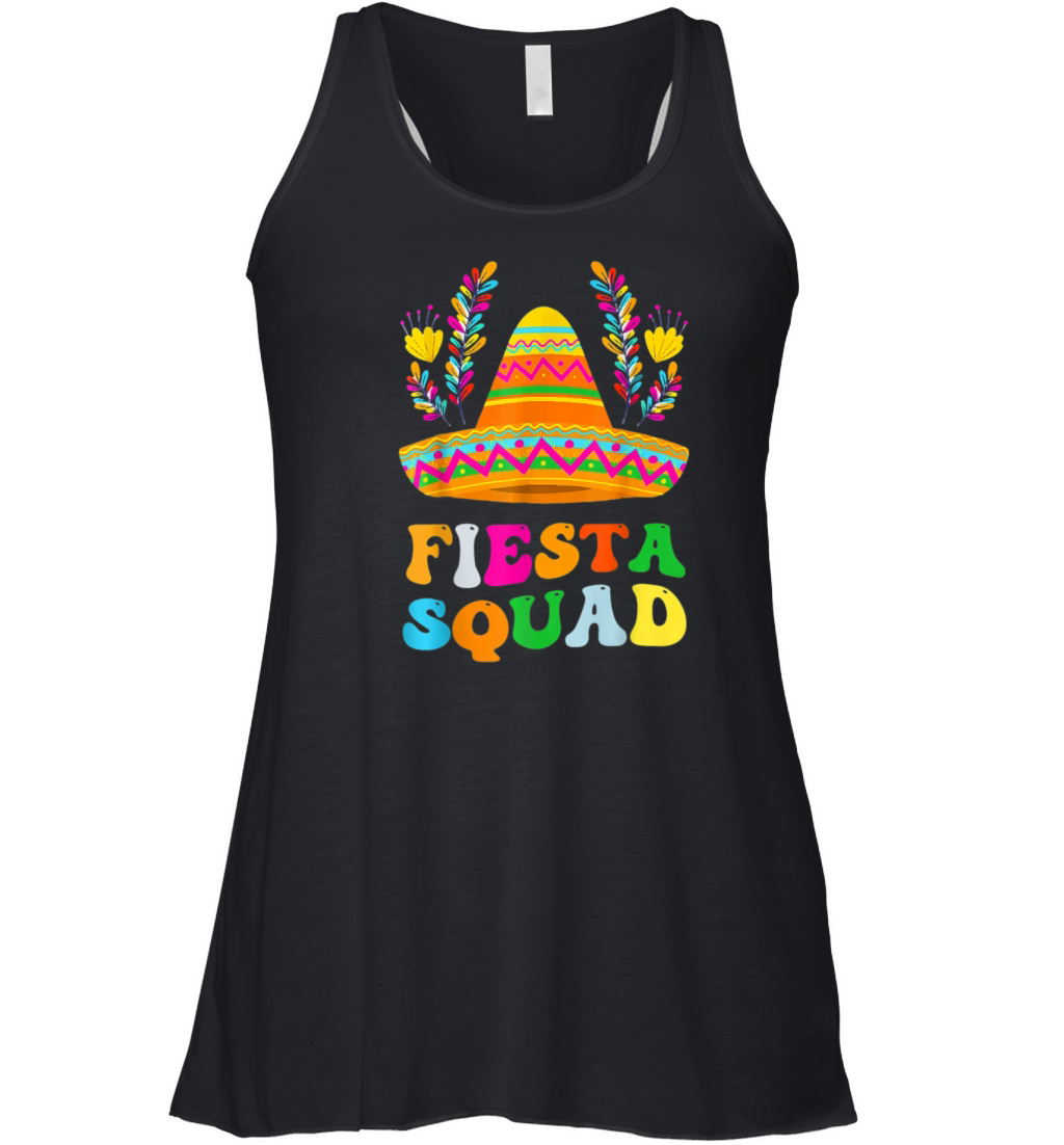 retro groovy cinco de mayo fiesta squad Mexican Women's Flowy Tank Top