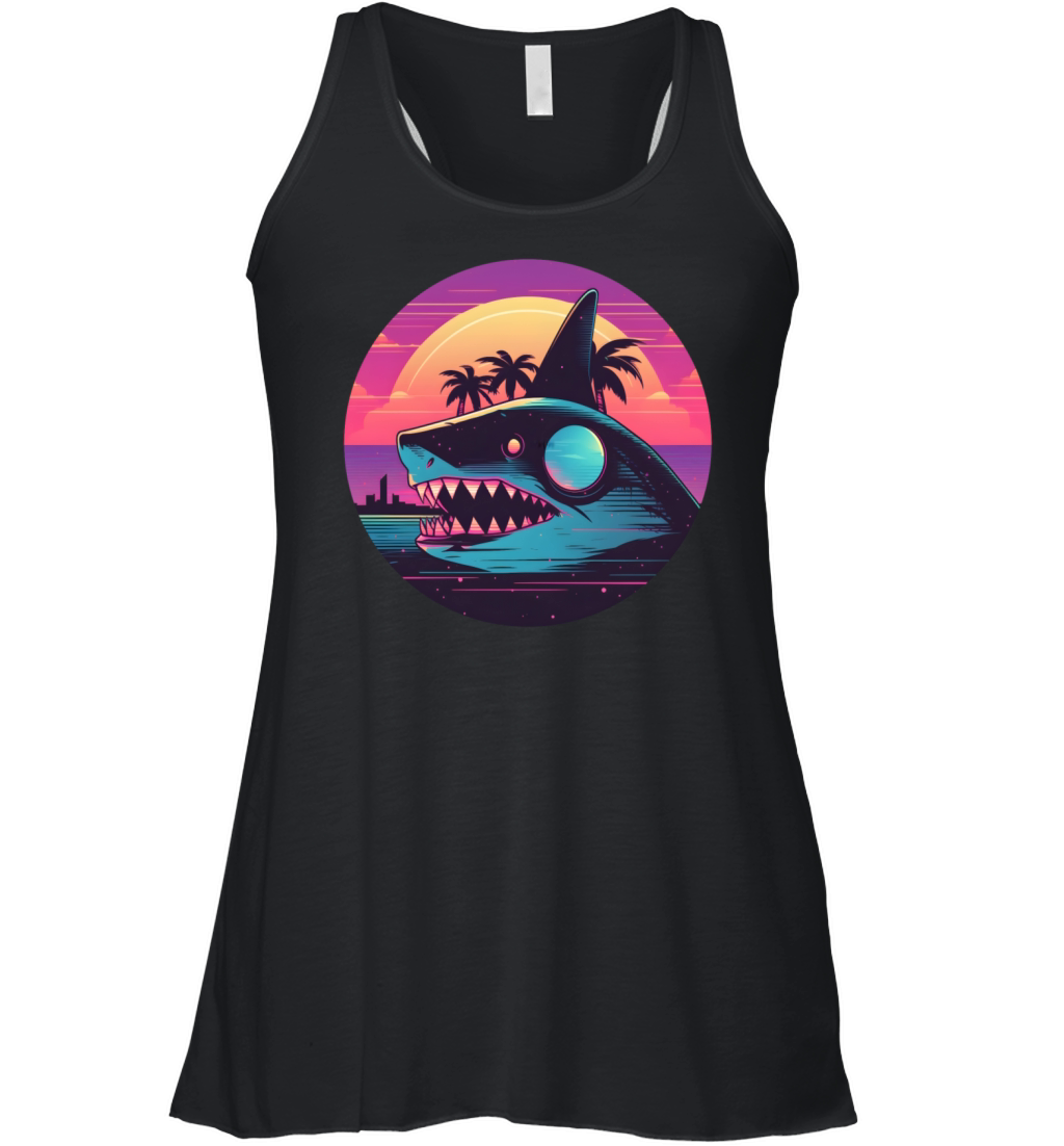 Shark Lovers Retro 80s 90s Style Women's Flowy Tank Top