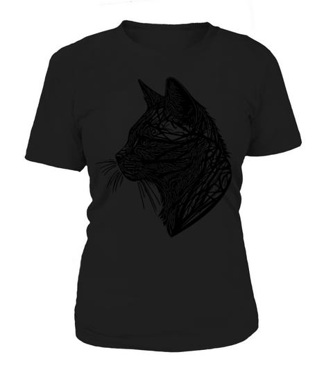 Small Cat In Nature Net Lines Tattoo Style Women's T-Shirt
