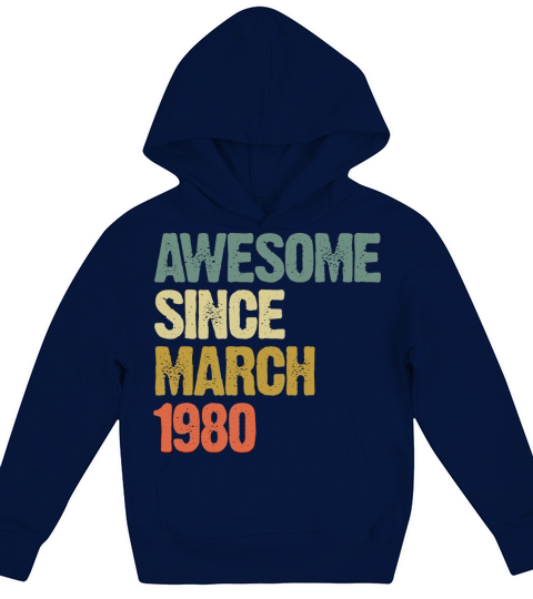 Retro Awesome Since March 1980 Groovy Vintage Kids Hoodie