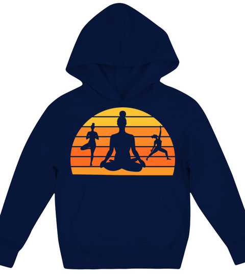 Yoga Meditation Poses Retro Vintage Fitness Kids Hoodie
