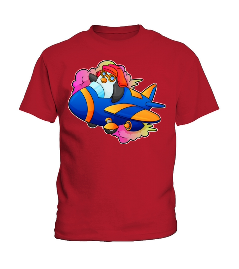 Penguin As Pilot With Plane Kids T-Shirt