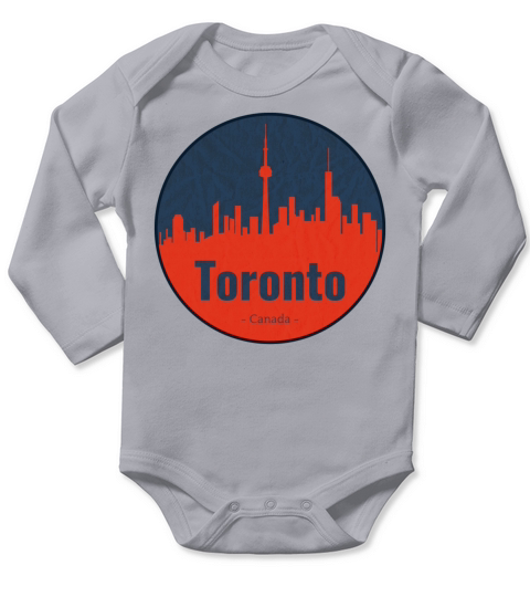 City Toronto Skyline Badge Long Sleeve Baby One-Piece