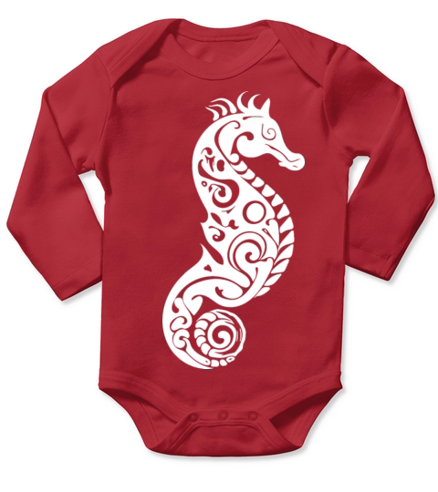 Cute Little Vintage Tattoo Seahorse Long Sleeve Baby One-Piece