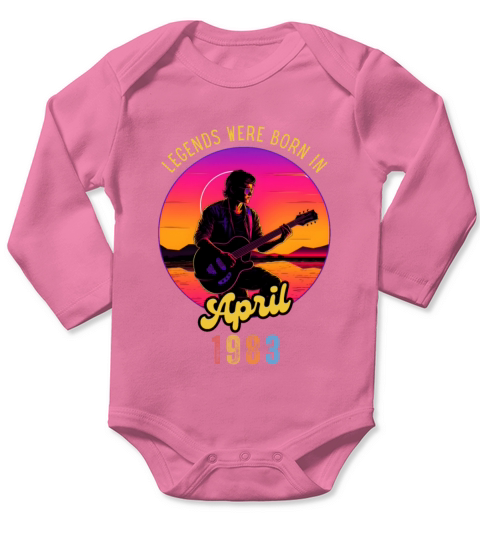 Legends guitar were born in april 1983 Long Sleeve Baby One-Piece