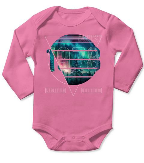 Limited Edition 1978 August Birthday Polar Lights Long Sleeve Baby One-Piece