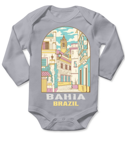 Salvador Bahia Brazil Vintage Landscape Long Sleeve Baby One-Piece