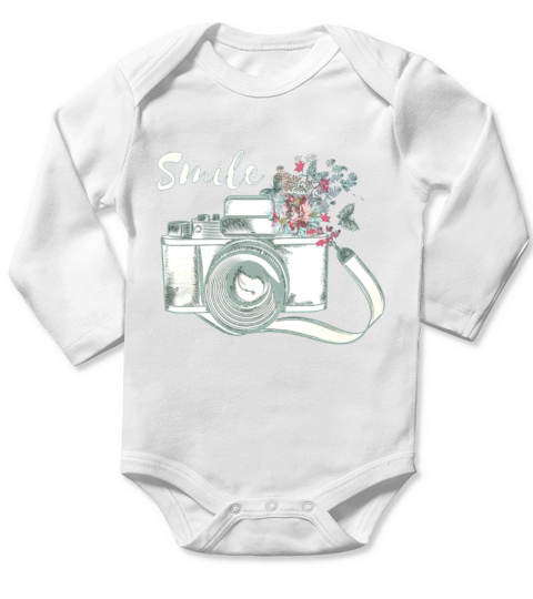 Smile Camera Photographer Long Sleeve Baby One-Piece