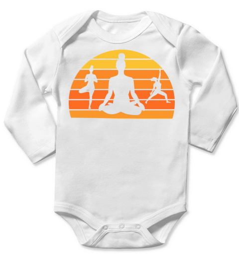 Yoga Meditation Poses Retro Vintage Fitness Long Sleeve Baby One-Piece