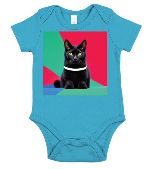 cat daddy black cat vintage eighties style Short Sleeve Baby One-Piece