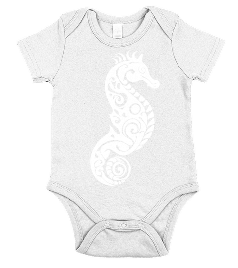 Cute Little Vintage Tattoo Seahorse Short Sleeve Baby One-Piece