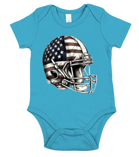 Football USA American Flag Vintage Gift Short Sleeve Baby One-Piece
