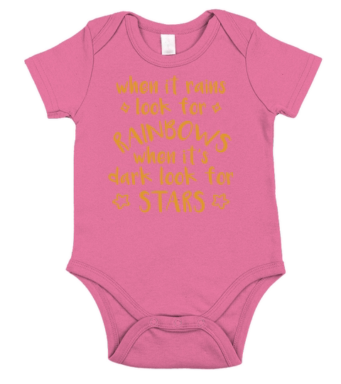 Look for Rainbows - Quote - Stars - Night Short Sleeve Baby One-Piece